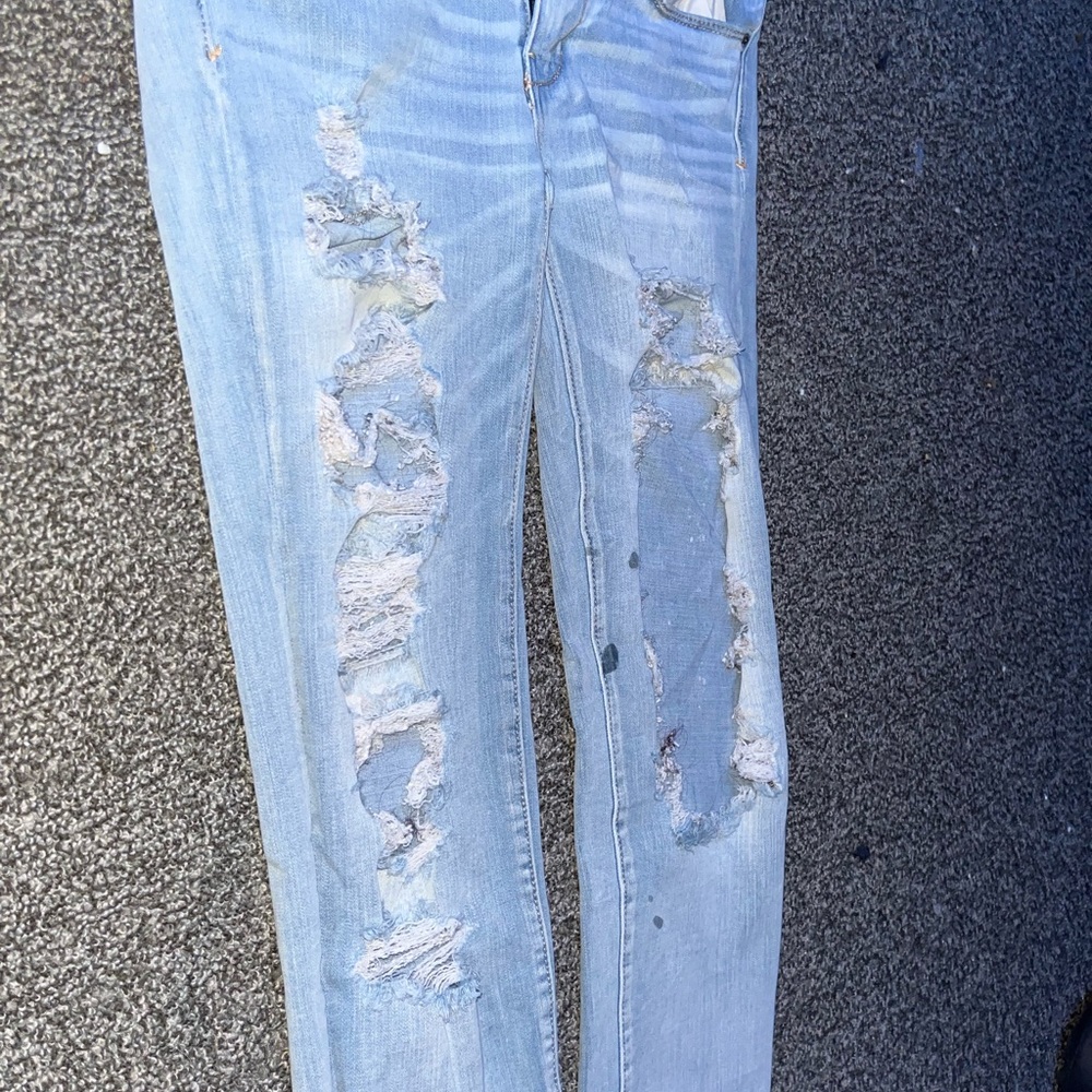 American Eagle By Payless Blue Skinny Distressed Jeans